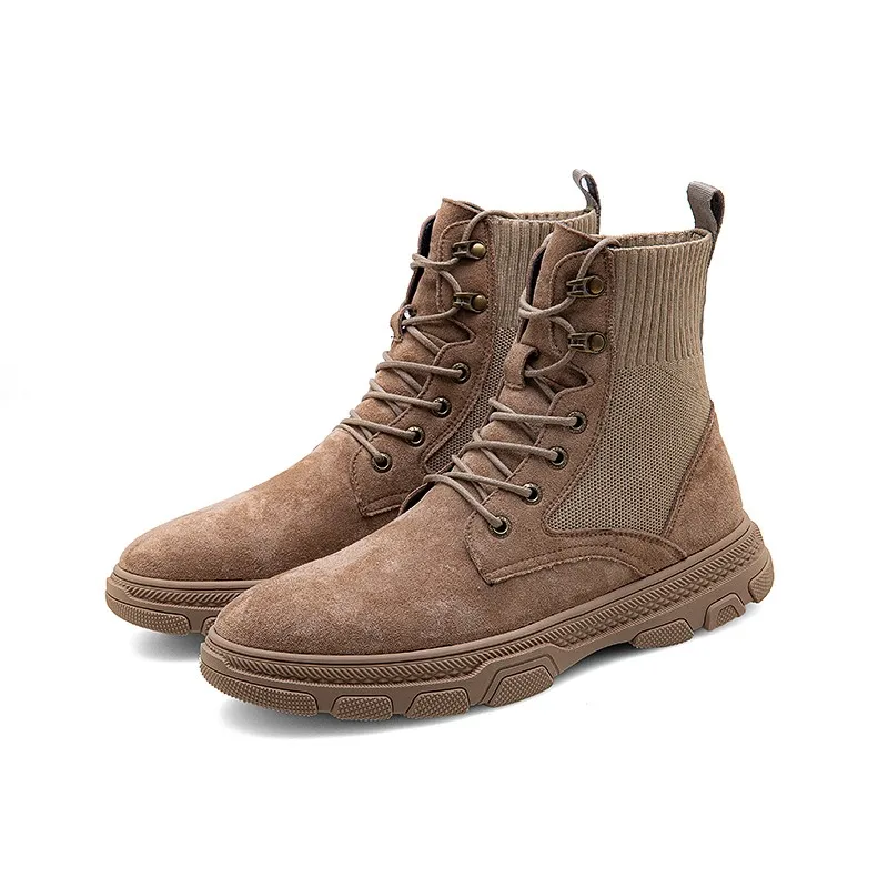 Light brown Зимняя обувь Для мужчин Ботинки с высоким берцем высокого качества Спорт на открытом воздухе; морозостойкие нескользящая подошва Для Мужчин's повседневная обувь ботильоны - Цвет: Light brown