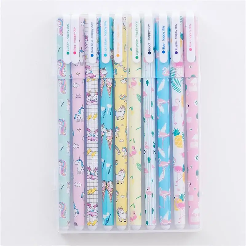 

10 pcs Gel Pens Flamingo Unicorn 10 Colors Kawaii Gift Gel-ink Pens For Writing Cute Stationery Office School Supplies