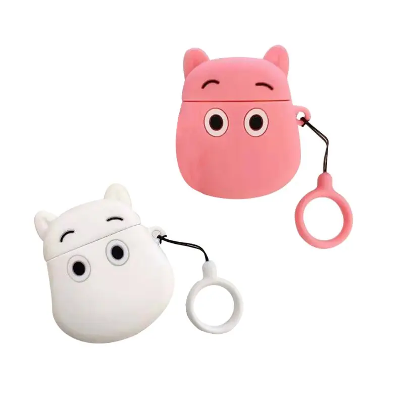 

Cartoon Hippo Pattern Soft Silicone Protective Case Skin Protector with Lanyard for Airpods 1/2 Charging Box Accessories