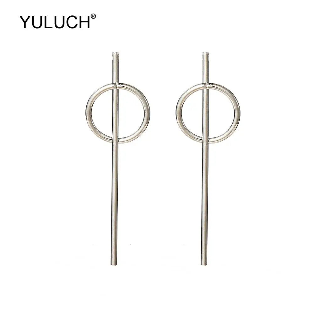 

YULUCH Trendy Silver Metal Long Stud Earrings Fashion Jewelry For Women Party Ethnic African Indian Lady Big Statement Earrings