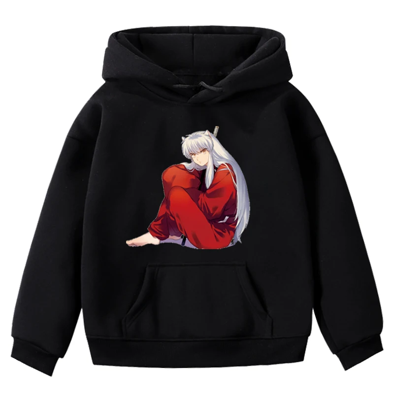 Inuyasha/толстовки с принтом для маленьких мальчиков и девочек; сезон осень-зима; Детские Бархатные толстовки с капюшоном с длинными рукавами; детская футболка; одежда