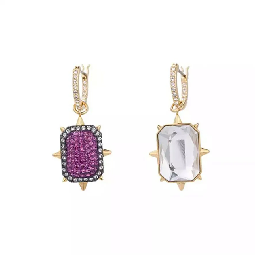

Purple Asymmetric Silver Drop Earrings For Women New Multi-purpose Double-sided Fine Jewelry