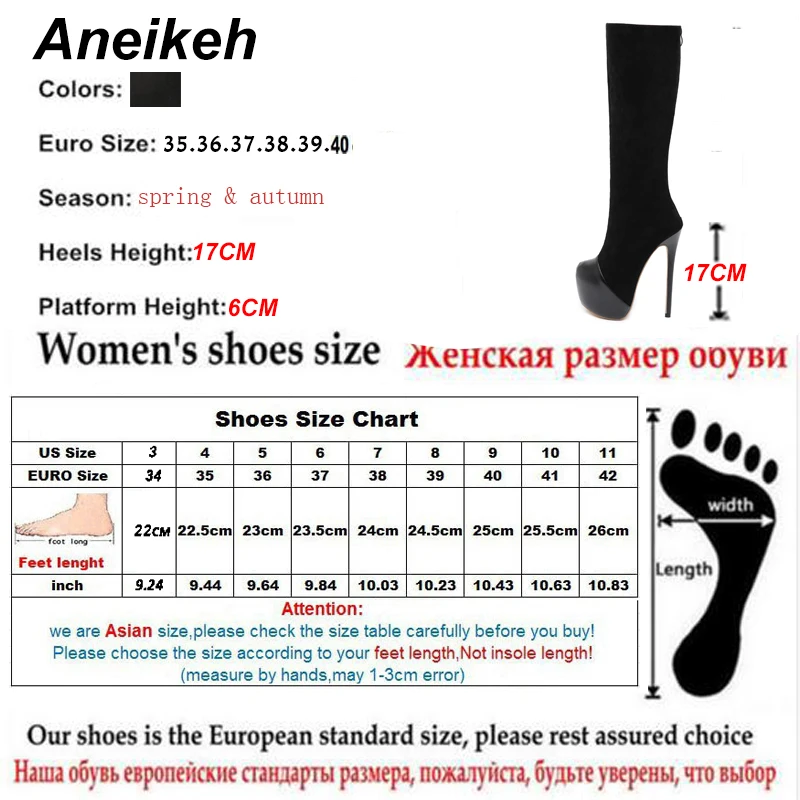 Aneikeh женские сапоги на платформе женская обувь на каблуке 17 см высокие сапоги на каблуке пикантные женские сапоги до колена на платформе и высоком каблуке для ночного клуба