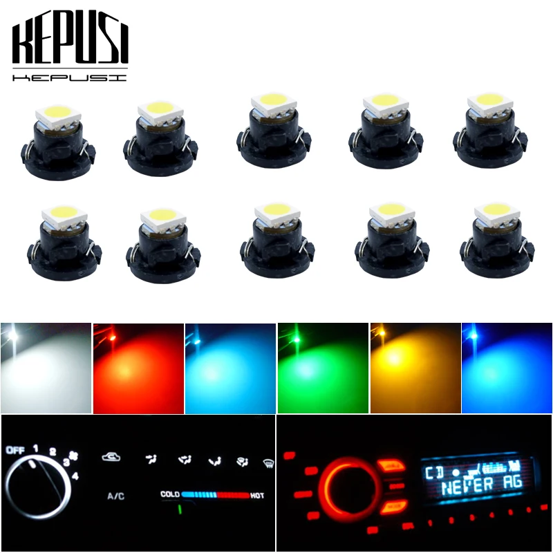 

10x T4.7 Neo Wedge LED Bulb Dash A/C Climate Control Instrument Light 5050 SMD white red blue green yellow for Dodge Ram
