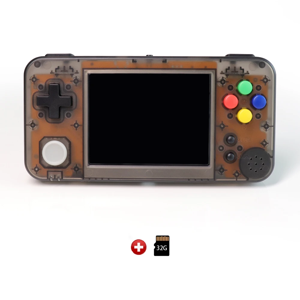GKD 350 H-Ретро игровая консоль, портативная видеоигра GKD350H, мини, 3,5 дюймов, ips экран, игровой плеер RG350 H - Цвет: Clear with 32GB