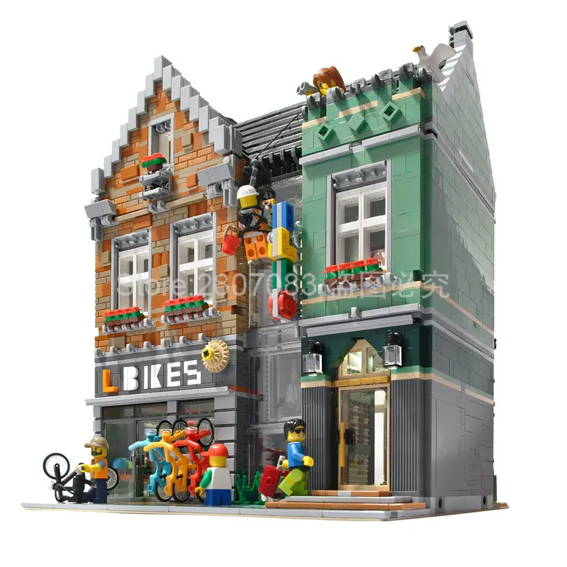 

10004 3668Pcs In Stock LR City Street View Series Bike Shop Model Building Blocks Bricks Kids education Toys Christmas gift