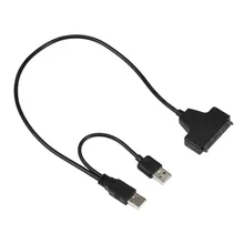 High Performance Black Light Pin Cable Adapter USB 2.0 to SATA 7+ 15 Pin 22 to 2." HDD Hard Disk Drive With USB Power Cable