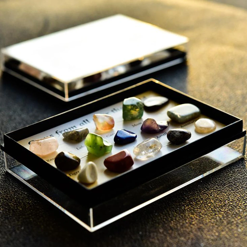 15pcs Natural Mineral Gemstone Rocks Crystal Polished Science Stones Collection Supplies Valentine's Day Present Gift