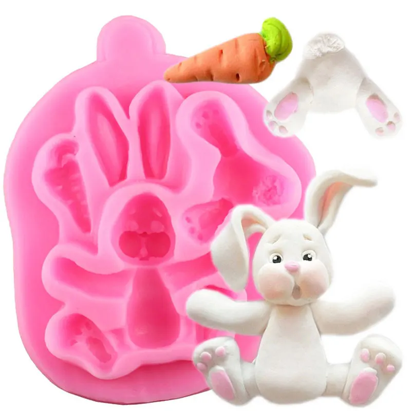 Easter Bunny Silicone Molds 3d Animals Rabbit Fondant Mold Cake