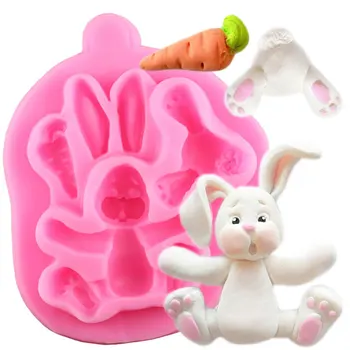 

Easter Bunny Silicone Molds 3D Animals Rabbit Fondant Mold Cake Decorating Tools Candy Clay Chocolate Gumpaste Moulds