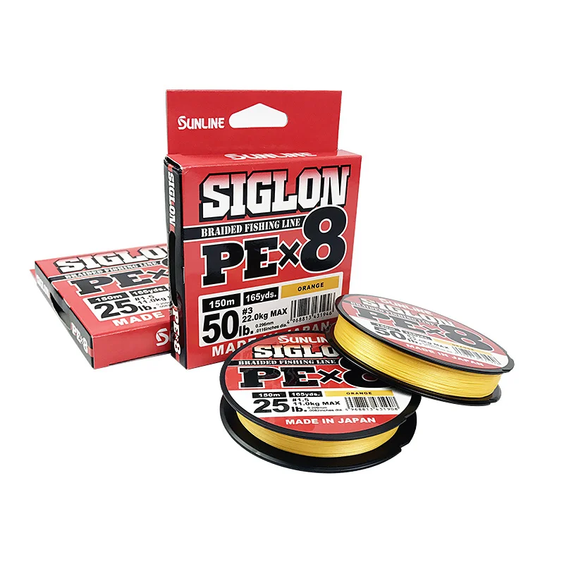 Плетеная рыболовная леска Sunline Siglon PEx8 150 м зеленого/оранжевого цвета 165