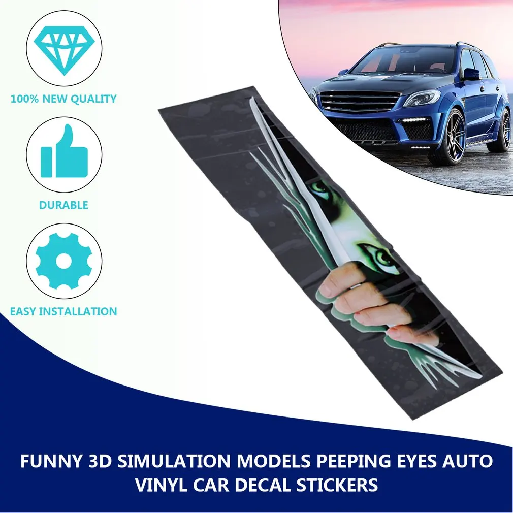 3D Funny Design  Stereo Reflective Green Cat Eyes Pattern Car Sticker Truck Head Engine Rearview  Window Door or Mirror Decal