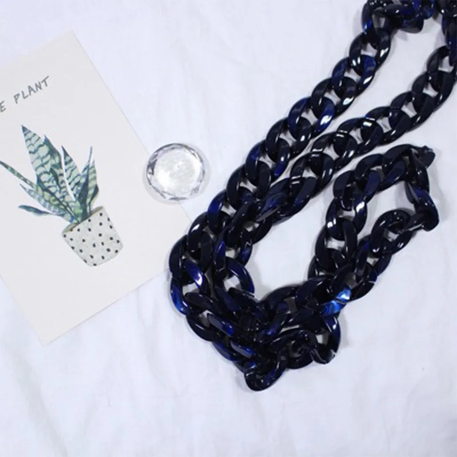 Acrylic Retro Bag With DIY Leopard Color Thick Chain Resin Vintage Portable Accessories Bag High Quality Chain Shoulder Strap