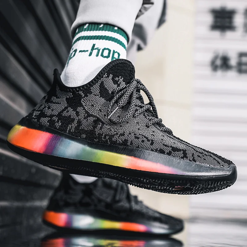 Мужские кроссовки Flyknit; удобные дышащие мужские спортивные кроссовки; Повседневная модная обувь для трекинга; Прямая поставка; AODLEE