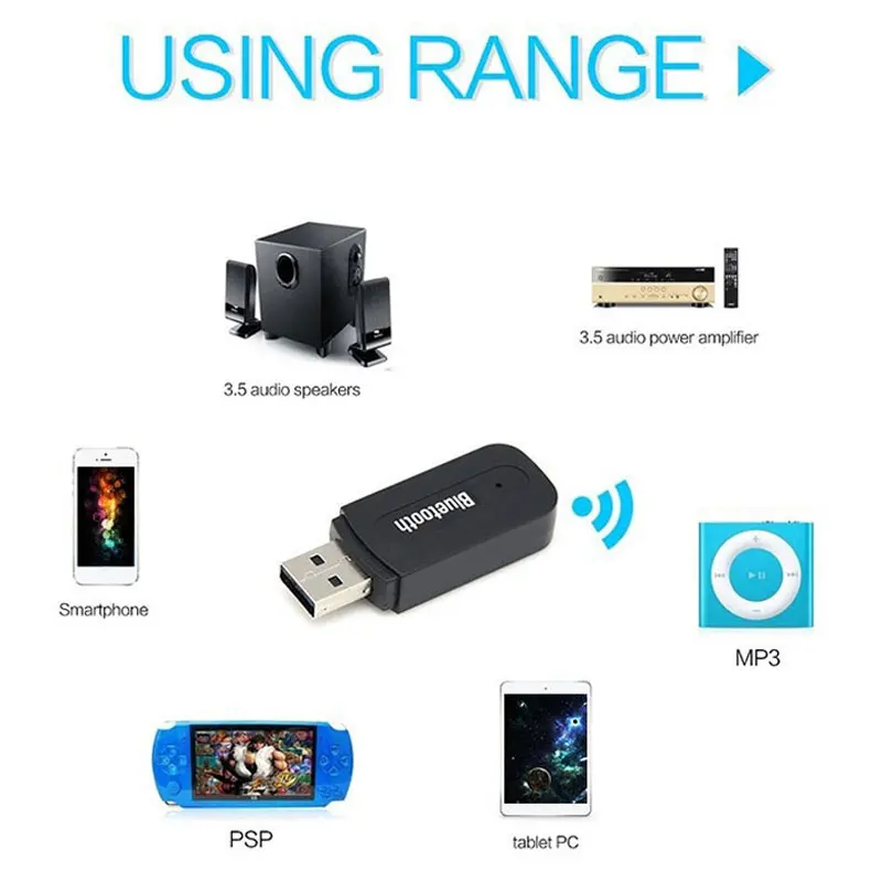 USB Bluetooth адаптер автомобильный Bluetooth приемник прочный Bluetooth аудио адаптеры приемника телефона 3,5 мм беспроводной портативный