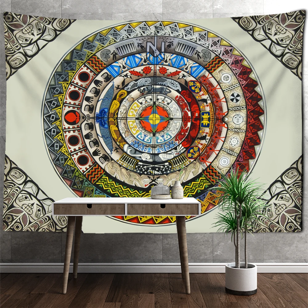 Mandala Tarot Tapestry Zodiac Star Plate Sun and Moon Wall Hanging Hippie Tapiz Aesthetics Artist Home Decor
