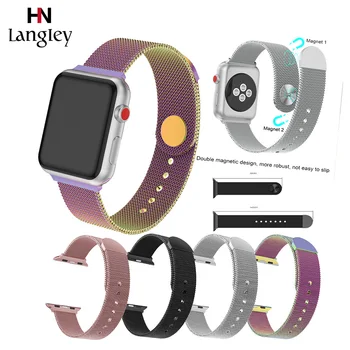 

Milanese Band For Apple Watch 4/3/2/1 40mm 44mm Wristbands Magnetic buckle Snap button Watchbands 38mm 42mm Straps Fashion Band