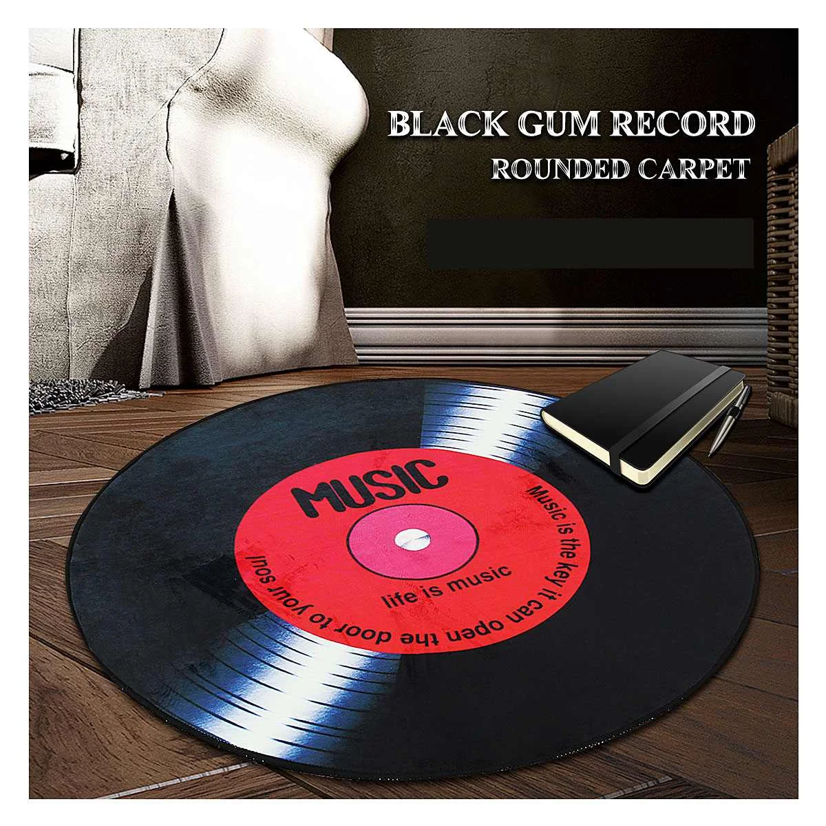 Music Vinyl Record Printed Round Carpet Soft Carpets For Living Room Anti-slip Rug Chair Floor Mat For Home Decor Kids Room
