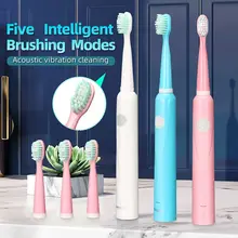 USB Rechargeable Electric Toothbrush Waterproof Toothbrush Soft Bristles Teeth Whitening Personal Care Appliance Pink/White/Blue
