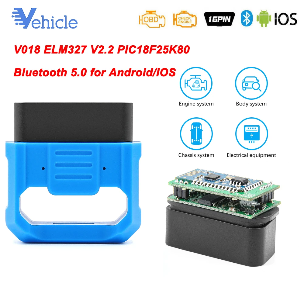 Автомобильный диагностический сканер V018 для Android/IOS ELM327 V2.2 PIC18F25K80 Bluetooth 5 0 ELM 327 OBD OBD2