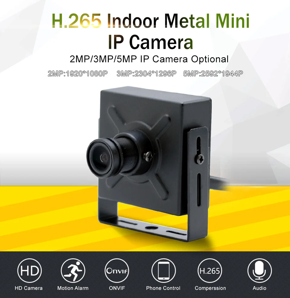 H.265 Audio HD 3MP Mini Type Indoor IP Camera 5MP Metal Security Camera ONVIF P2P Surveillance Video CCTV Cam