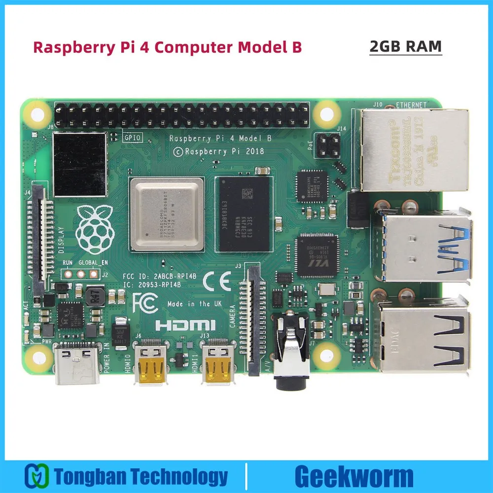 2GB RAM Raspberry Pi 4 компьютерная модель B с 1 ГБ/2 ГБ/4 Гб ram 2,4/5,0 ГГц wifi Bluetooth 5,0 - Комплект: 2GB RAM