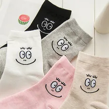 Новые осенние милые розовые носки с мультяшным улыбающимся лицом женские забавные носки в японском стиле для дам 100404