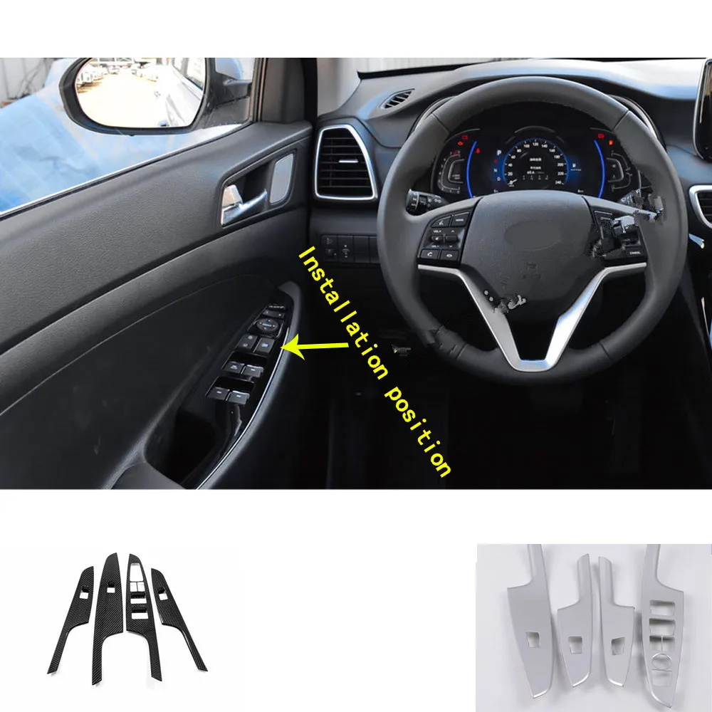 

Car Handrail Armrest Door Window Glass Switch Panel Trim Stick Frame Molding 4pcs High Quality For Hyundai Tucson 2019 2020