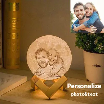 

Creative Photo/Text Customized 3D Printing Moon Lamp Custom Personality USB Recharged Moon Night Light Romantic Kids Adult Gift
