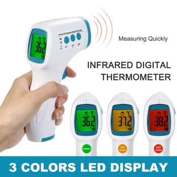 

Digital Fronte Termometro Non-contact Infrared Temperature Measurement with 3 Colors Backlight Fever Alarm IR Temperature Meter