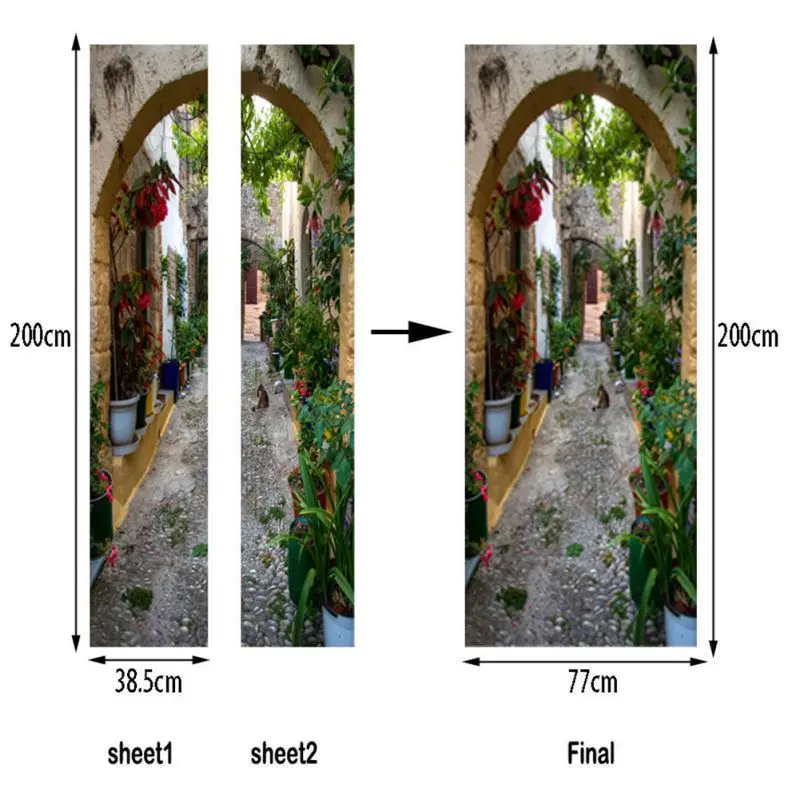 3D красивые пейзажные наклейки на двери для гостиной, спальни, ПВХ, самоклеющиеся обои, домашний декор, водостойкая настенная наклейка, Эко-друг - Цвет: 14