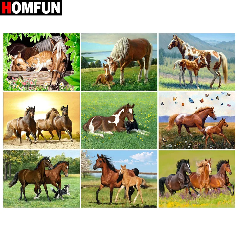 Алмазная живопись HOMFUN набор для алмазной вышивки цветок лошади 5D сделай сам