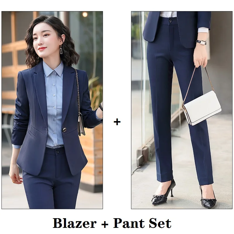 Formal Ladies Pant Suits for Women Work Suits Black Blazer and