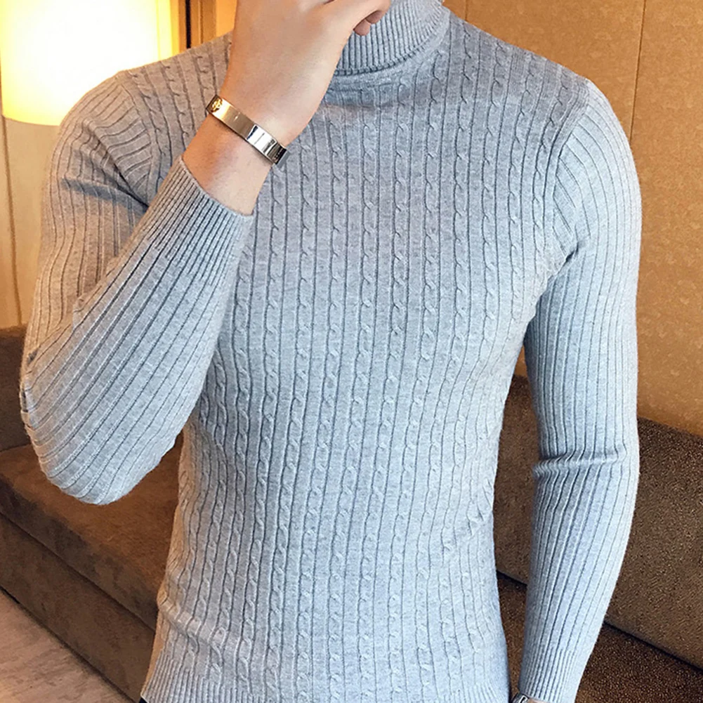 Color : Navy, Size : M Mens Fine Knit Jumper Slim Fit Pullover Winter Knitwear Turtle High Roll Neck Knitted Pullover Sweater