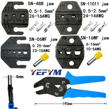 

YEFYM crimping pliers jaw (jaw width 4mm/pliers 190mm) for TAB 2.8 4.8 6.3 C3 XH2.54 2510 plug insulation tube terminal tools