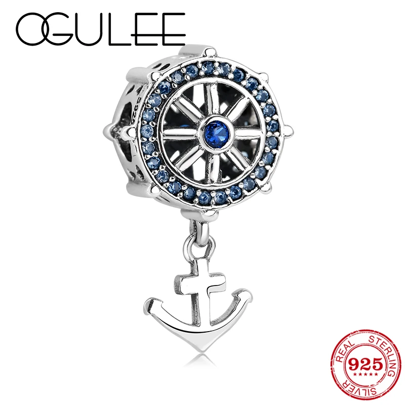 

100% Real 925 sterling silver Cruise ship anchor charm beads Fit Original Pandora Bracelet fine Jewelry making fashion pendants