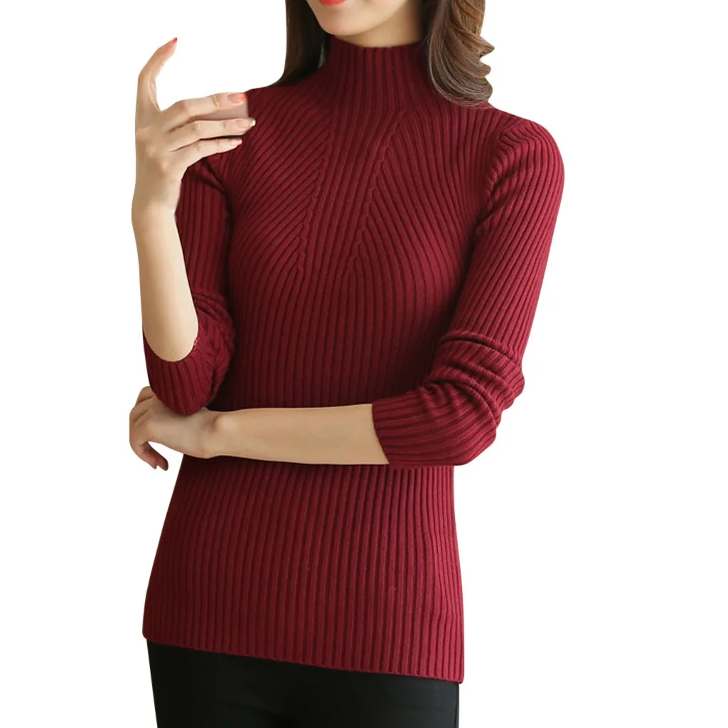 SAGACE, вязаные женские свитера и пуловеры, тонкий однотонный цвет, тонкий Повседневный Женский вязаный свитер, Зимний шикарный пуловер - Цвет: Красный