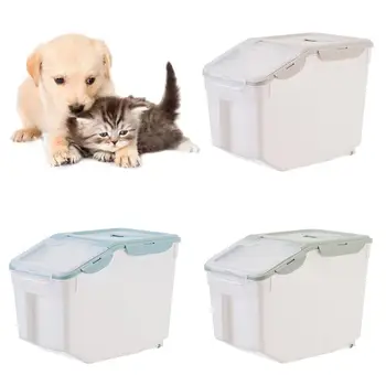 

10kg Pet Dog Cats Food Barrel Sealed Container Moisture-proof Storage Bucket Dog Food Storage Bucket Roller with Spoon