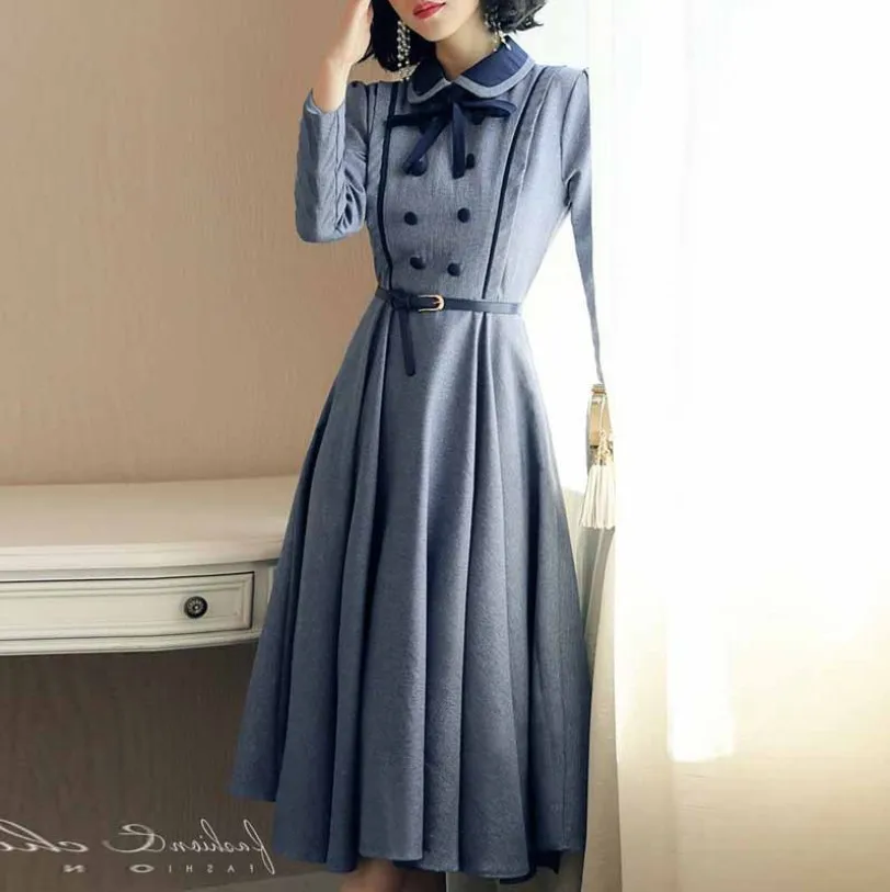 Платье с длинным рукавом средней длины осеннее женское платье стиль элегантное облегающее французское винтажное Нижнее Белье Базовые длинные юбки