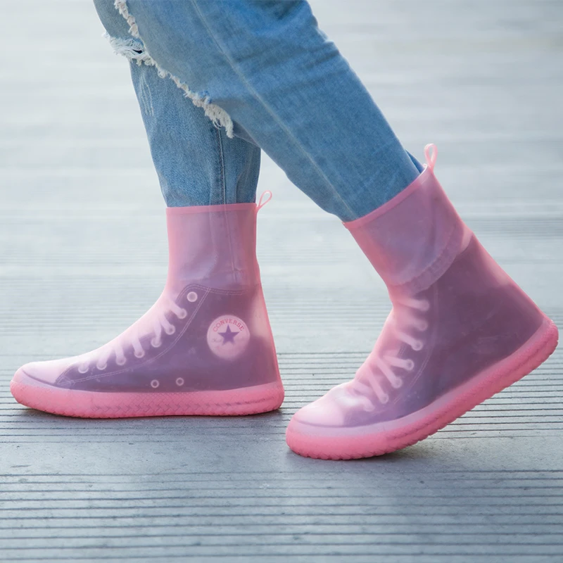 pink 2 Новинка, высокое качество, для женщин и мужчин, ТПЭ, Интегральная форма, водонепроницаемые, многоразовые, высокие дождевые сапоги, покрытие для дождя, Нескользящие, для защиты обуви от пыли, чехлы - Цвет: pink 2