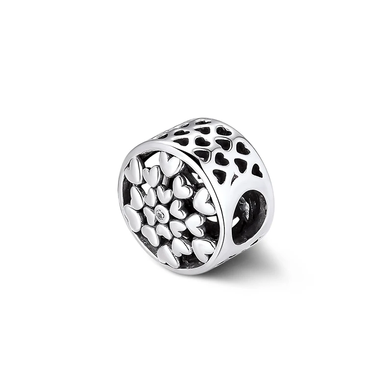 Подходит для браслетов Pandora талисманы семейного силуэта бусины с прозрачным CZ 925 пробы-серебро-ювелирные изделия