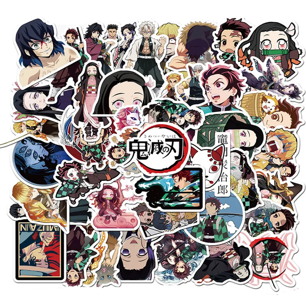 50 шт. Demon Slayer Kimetsu No Yaiba стикер ПВХ водонепроницаемый аниме скейтборд сделай сам