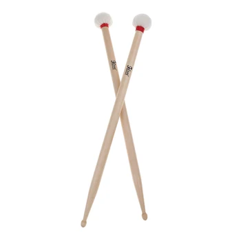 

2PCS Wood Handle Jazz Drum Mallets Rods Drumsticks Soft Cotton Hammer 42cm