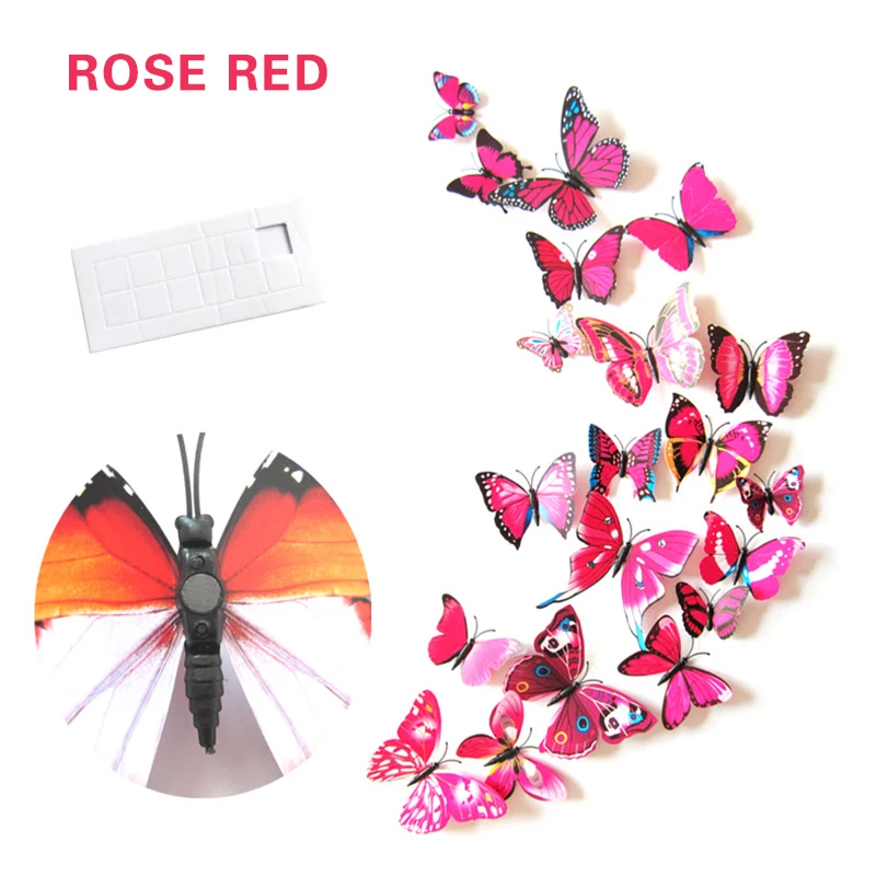 

Magnetic Pin Simulation Butterfly Three-dimensional Handicrafts Wall Sticker Living Room Home Decoration 12 Pack Multicolor PVC