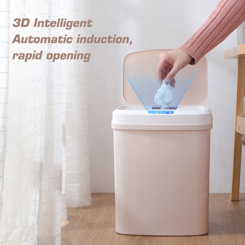 

New 1.5L Home Intelligent Automatic Induction Electric Rubbish Trash Can Smart Waste Bins Ashbin Kick Barrel Version Trash Can