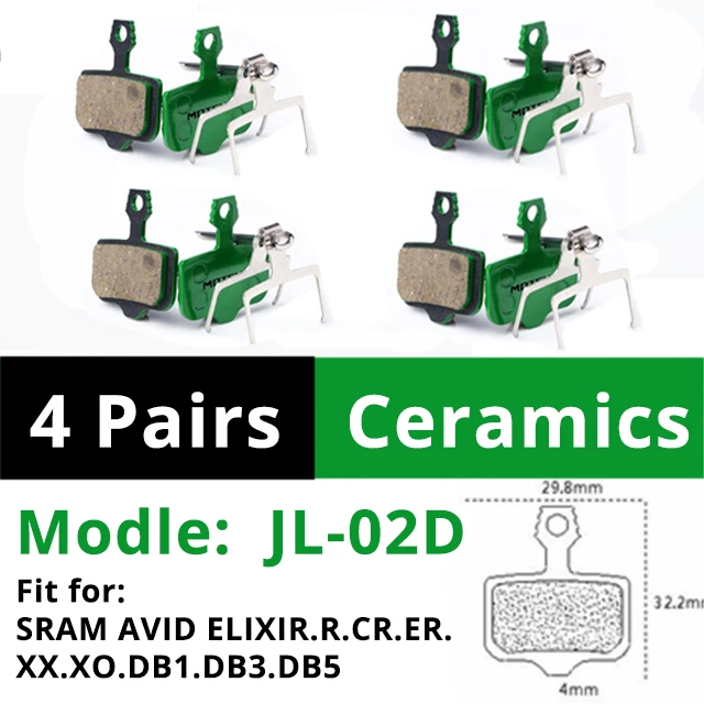 02D 4 Pairs Ceramics MOTSUV 4 пары 8 шт. керамические велосипедные тормозные колодки MTB велосипедные гидравлические дисковые части для SRAM AVID M365 M395 M445 M447 MT200 M375 - Цвет: 02D 4 Pairs Ceramics