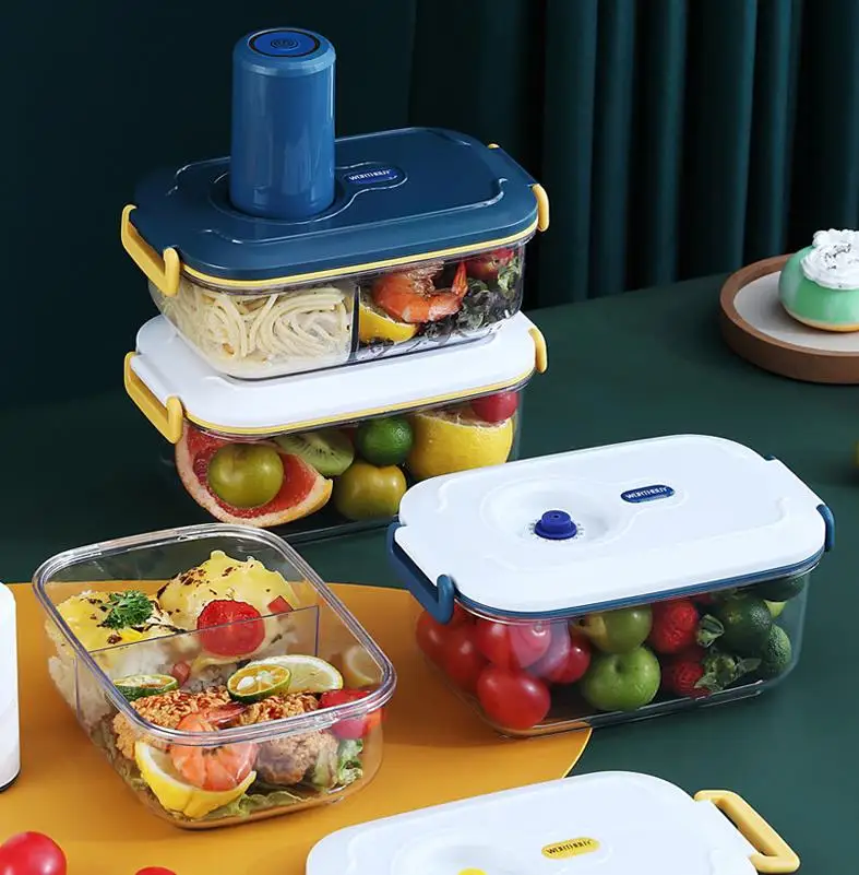 Vacuüm Doos Met Pomp Voedsel Containers Portable Lunchbox Elektrische Vacuüm Vers Houden Fruit Koelkast Afdichting Opbergdoos|Lunchdoosjes| -