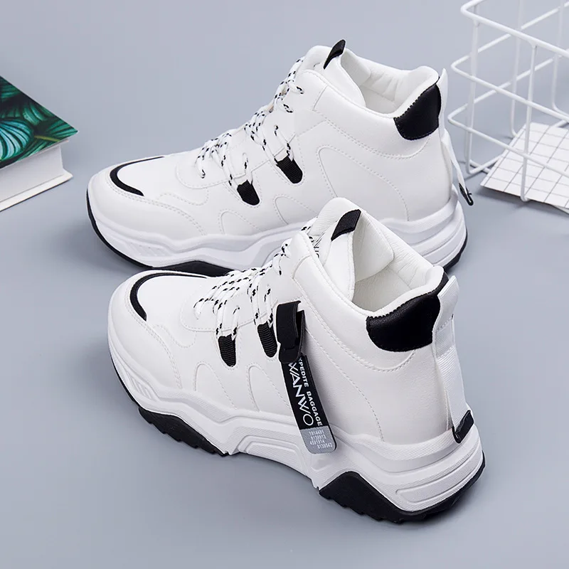 SWYIVY/женские кроссовки из искусственной кожи; chaussures femme; женская повседневная обувь; коллекция года; сезон весна; Женская Белая обувь с высоким берцем; дышащая женская обувь