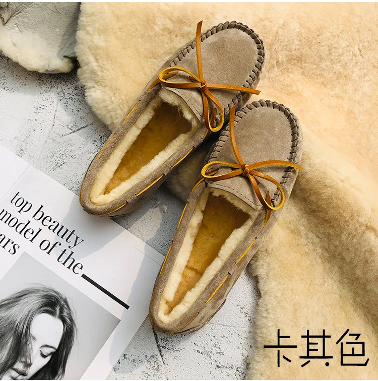China's top quality snow boots in 2021, real sheepskin 100% natural wool woman flats women loafers free delivery,  women's shoes