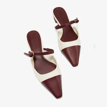 

Spring and Summer 2020 Low heel Slingbacks Shallow Block Heel Small Square Toe Women Slippers Sandals